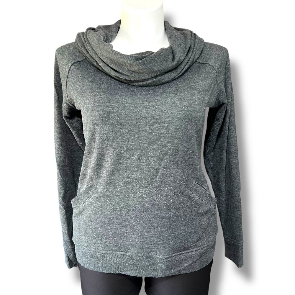 Tek Gear Womens Yoga Sweatshirt Pullover Cowl Neck Long Sleeve Gray Large